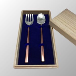 【化粧箱入り】銀＆銅　接ぎ合わせのスプーンとフォーク